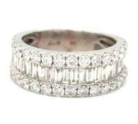 14kt White gold 2ctw baguette and round diamond band