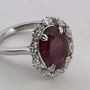 BRAND NEW CERTIFIED 18K WHITE GOLD DIAMOND AND RUBY RING