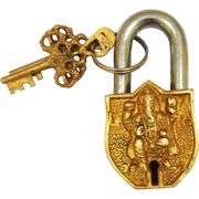 Brass Padlock with Lord Ganesha Relief