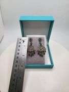 Very high quality hand made emerald and diamonds on silver earrings