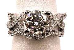 14 Kt White Gold Plate 2.65 Ct Lab Simulated Diamond 2 Band Ring Set