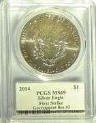 Mercanti 2014 Signed MS 69 Silver Eagle