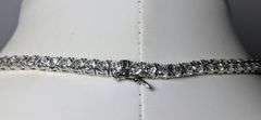 18 K White Gold Plated Sparkling 36.5 Ctw Lab Simulated Diamond Tennis Necklace