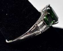 Chrome Diopside and CZ Gemstone Ring in Sterling Silver