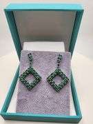 Very high quality hand made emerald on silver earrings