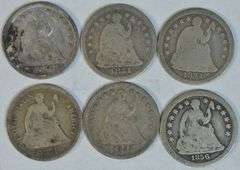 6 Diff. Liberty Seated Half Dimes 1841 to 1871 in circ