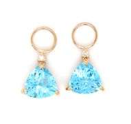 14kt Yellow gold Trillion topaz and diamond accent hoop charms