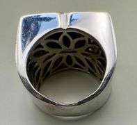 MENS 14K WHITE GOLD DIAMOND RING WITH CABOCHON BLUE SAPPHIRE