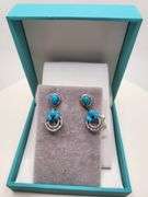 Extremely fine Victorian turquoise and diamonds earrings