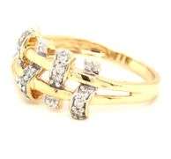 14kt Yellow gold basket wave diamond band