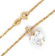 14kt Yellow gold cubic zirconia heart shaped pendant on chain