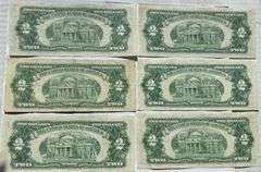 Six 1953 C $2 Red Seal US Notes