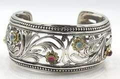 Konstantinom multi gemstone open scroll Greece cuff bracelet