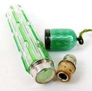 Antique Uranium Glass & Guilloche Scent Bottle