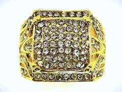Men's 14 Kt  Yellow Gold Plate 7.75 Cttw. Lab Simulated Diamond Ring.