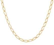 4.0MM Textured Fancy Oval Link Chain Necklace in 18K