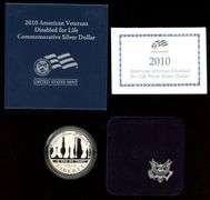 3 Different Commemorative Proof Silver Dollars in Box w/CoA: 1987 - 2010