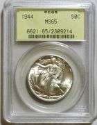 Superb Gem 1944P Walking Liberty Half PCGS MS65 In An OGH!