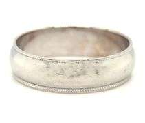 14kt White gold 6mm band with Milgraining