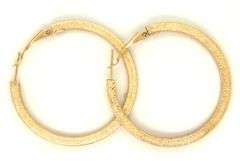 14kt Yellow gold textured hoop earrings