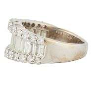2.84ctw Round and Baguette Diamond Triple Row Ring in 14K