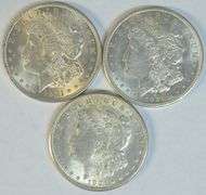 Choice 1921 P-D-S Morgan Silver Dollars. Lustrous