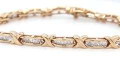 10kt Yellow gold 1.55ctw baguette diamond station bracelet