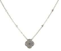 New 0.38ctw Pave Diamond Clover Diamond by the Yard Pendant Necklace in 14K