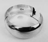 Vintage Mexico Sterling JLA Wide Domed Bangle Bracelet