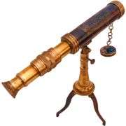Brass Twin-Barrel Spyglass Telescope with Stand