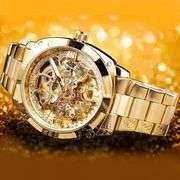 Gold Luxury Skeleton Automatic Watch