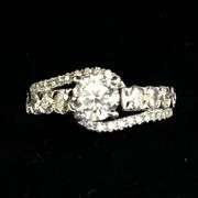 Round Brilliant cut Lab grown Diamond 14K White Gold Engagement Ring