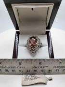 Extremely fine Victorian natural citrine, diamonds ring on silver