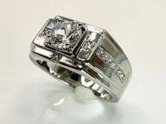 Men's 14 Kt White Gold Plate 2.5 Ctw Lab Simulated Diamond Ring