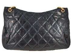 Chanel Dark Blue Crumpled Grained Calfskin Coco Pleats Hobo Bag