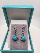 Extremely fine Victorian turquoise and diamonds with sapphire earrings