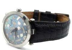 Korloff blue mother of pearl and pave diamond quartz watch