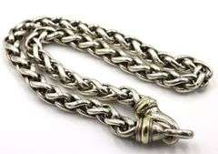David Yurman 8.5mm 2 tone wheat link chain necklace