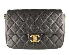Chanel Medium Black Quilted Caviar Chain Soul Flap Bag