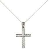 0.75ctw Round Diamond Channel Set Cross Pendant Necklace in 14K