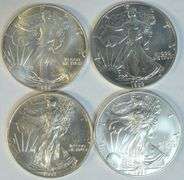 4 Diff. 1986 to 1998 Superb Gem BU better date $1 Silver Eagles