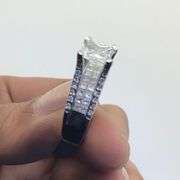 Radiant cut 18k White Gold Natural Diamond Engagement Ring