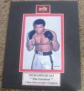 HAND SIGNED MUHAMMAD ALI 4X6 MOUNTED IN A 8X10 DISPLAY WITH COA