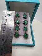 Very high quality hand made emerald and diamonds on silver earrings