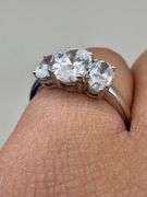 Ladies 14k White Gold Three Stone Ring With Lab Grown Diamonds