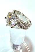 Huge 14 K White Gold Plate 5 Ct Sparkling White Ice Lab Simulated Diamond Ring