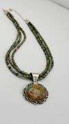 925 Sterling Silver Jay King DTR Unique Color Turquoise Beads and Large Enhancer Necklace