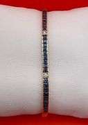 14K Yellow Gold Sapphires and Diamond Tennis Bracelet