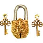 Brass Padlock with Lord Ganesha Relief