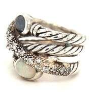 925 Sterling silver David Yurman black diamond Hematite black onyx ring